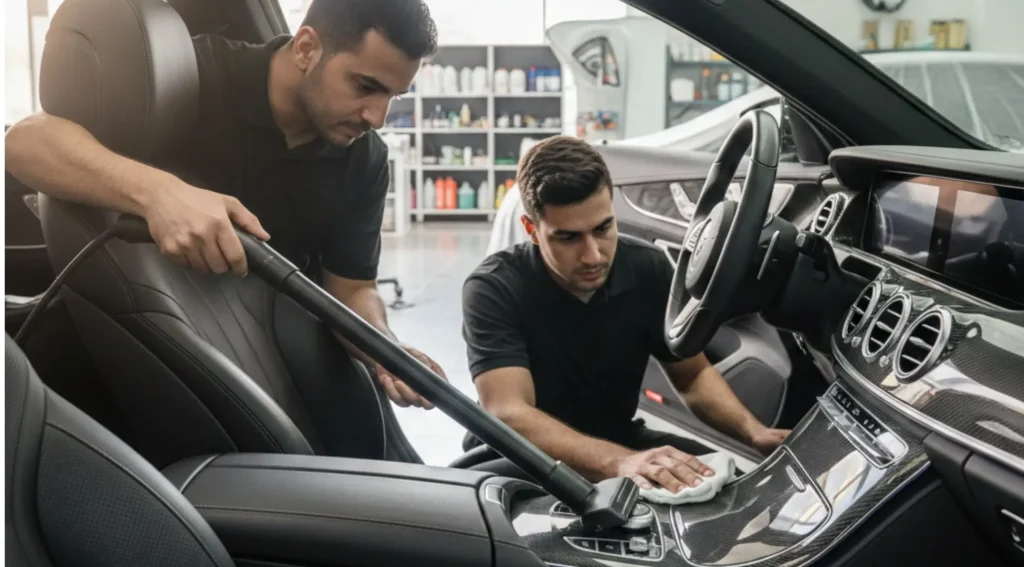 Professional car interior cleaning Ajman with deep cleaning and detailing