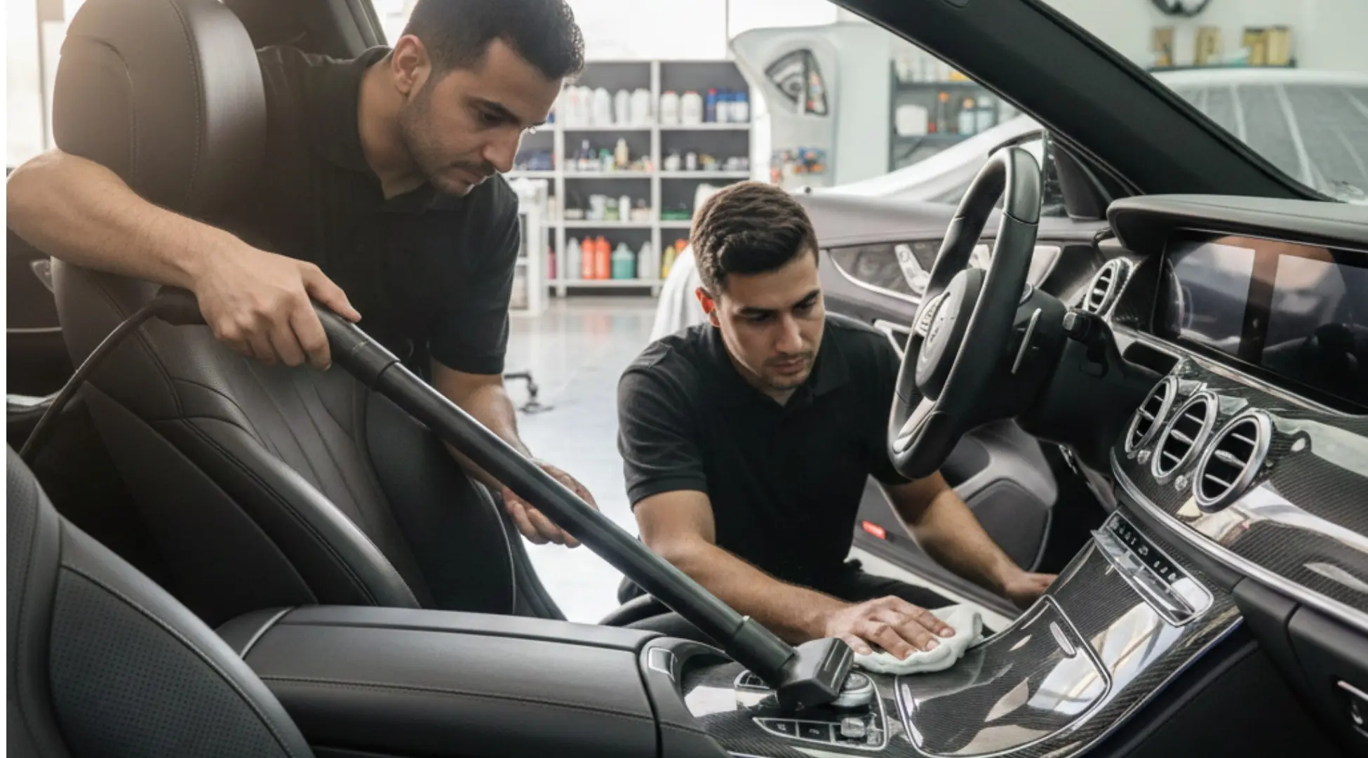 Professional car interior cleaning service in Ajman with deep cleaning and detailing
